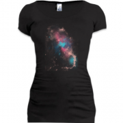 Подовжена футболка з галактикою