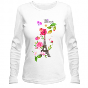 Жіночий лонгслів з Ейфелевою вежею і квітами "Paris"