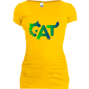 Подовжена футболка з написом "cat"