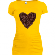 Подовжена футболка з серцем з кавових зерен