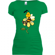 Подовжена футболка з бджолою на квітці
