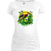 Подовжена футболка з бразильським папугою
