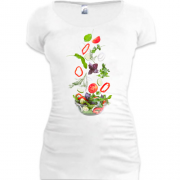 Подовжена футболка з вегетаріанським салатом