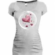 Подовжена футболка з об'ємними серцями