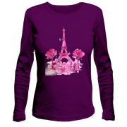 Жіночий лонгслів з Парижем в рожевих тонах