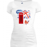 Подовжена футболка c телефонною будкою "London calling!"