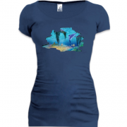 Подовжена футболка c зображенням підводного світу