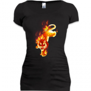 Подовжена футболка з вогненним тигром