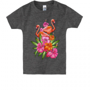 Детская футболка с фламинго в цветах
