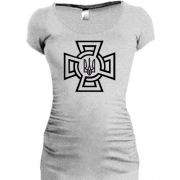 Женская удлиненная футболка с гербом Украины и крестом