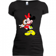 Женская удлиненная футболка Minie Mouse теннис 2