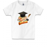 Детская футболка c книгами и пером "студент"