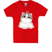 Дитяча футболка з котиком (помідор на голові)