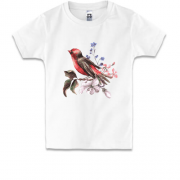 Детская футболка с птицей на ветке с цветами (1)