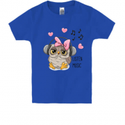 Детская футболка с совой в наушниках "listen music"