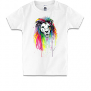 Детская футболка с ярким акварельным львом