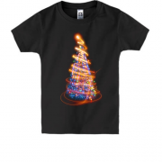 Детская футболка с новогодней елкой в огнях