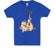 Детская футболка с мандолиной и цветами