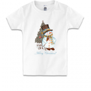 Детская футболка со снеговиком " Merry Christmas!"