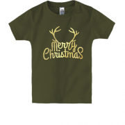 Детская футболка с рогами "Merry Christmas!"