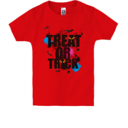 Детская футболка с надписью "treat or trick"