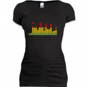 Женская удлиненная футболка с нарисованным эквалайзером