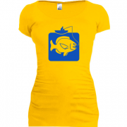 Женская удлиненная футболка Рыбак и большая рыба