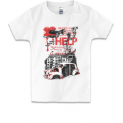 Детская футболка с плакатом "help"