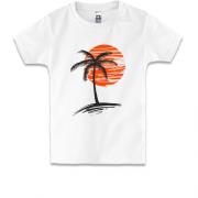 Детская футболка с пальмой на закате