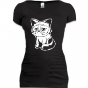 Женская удлиненная футболка Злой кот