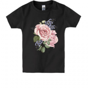 Детская футболка с цветками розы и сирени