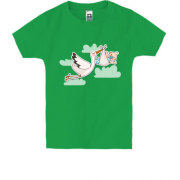 Детская футболка с аистом и малышом