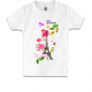 Детская футболка с Эйфелевой башней и цветами "Paris"