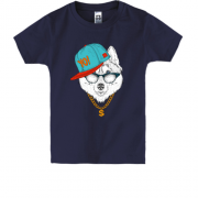 Детская футболка с волком в кепке "yo!"