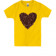 Детская футболка с сердцем из кофейных зёрен