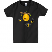 Детская футболка с пчелиным ульем и пчелами