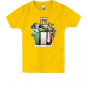 Детская футболка с достопримечательностями Италии и чемоданом - 