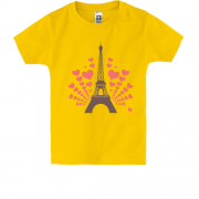 Детская футболка с Эйфелевой башней і сердечками