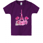 Детская футболка с Парижем в розовых тонах
