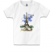 Дитяча футболка з Ейфелевою Вежею в акварельному стилі