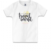 Детская футболка c надписью "travel the world"