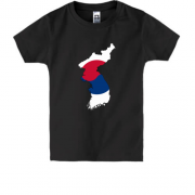 Детская футболка c картой-флагом Кореи