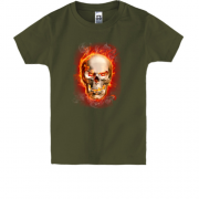 Детская футболка с изображением огненного черепа