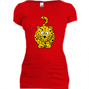 Подовжена футболка з усміхненим леопардом