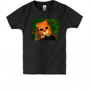 Детская футболка с просящим котом в сапогах (Шрек)
