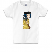 Детская футболка с Коралиной и кошкой
