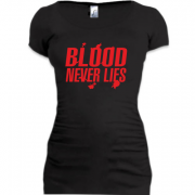 Женская удлиненная футболка Blood never lies