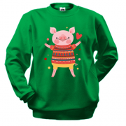 Свитшот со свинкой в новогоднем свитере