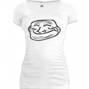 Женская удлиненная футболка Троллфэйс довольный (Trollface Happy