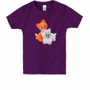 Детская футболка с рыжим и серым котами